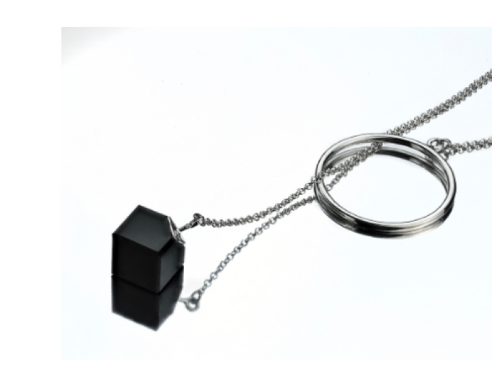 Silver chain necklace with a Cube