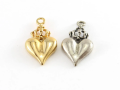 Large Heart with Crown Charm in Sterling Silver or Vermeil Gold Love Royal Friendship Pendant