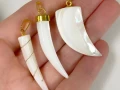 1 Piece Mother of Pearl Tusk Pendant Gold Plated Pendant Charm