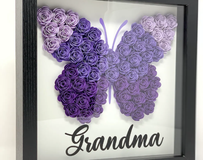 Personalized Butterfly Floral Shadow Box
