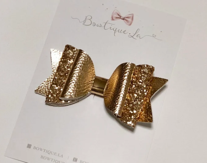 Rose Gold Glitter Leatherette Bow