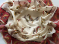 Hand painted square silk scarf with Armenian letters