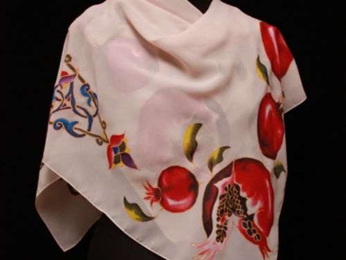Detail embellished Pomegranate scarf