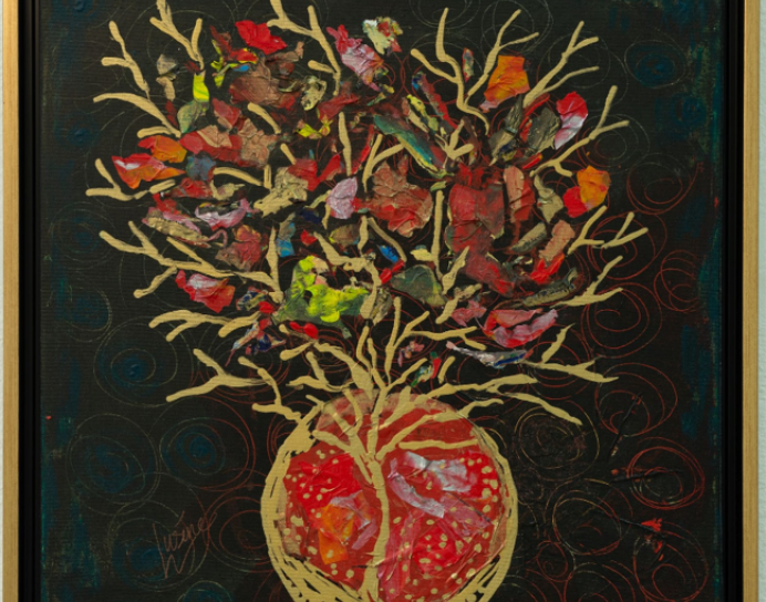 Heartbeat Tree – symbolic representation of a pomegranate  tree roots extending into the sky