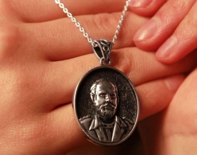 Handmade Sterling Silver Pendant with Carving of Armenian Hero Monte Melkonian - A Unique Piece of Armenian Jewelry