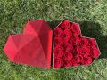 Geometric Heart Box with Red Roses