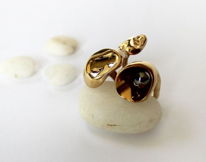 Elegant Gold Plated Silver Ring Calla
