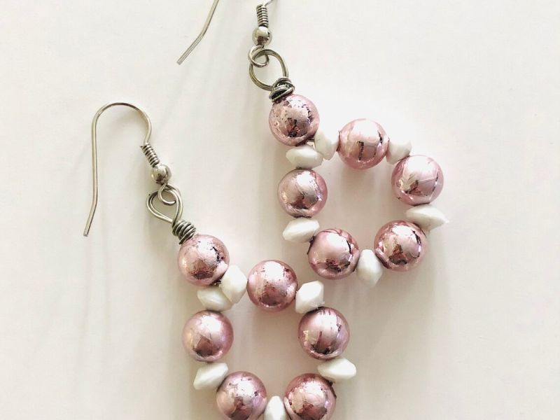 Pink Beaded Earrings