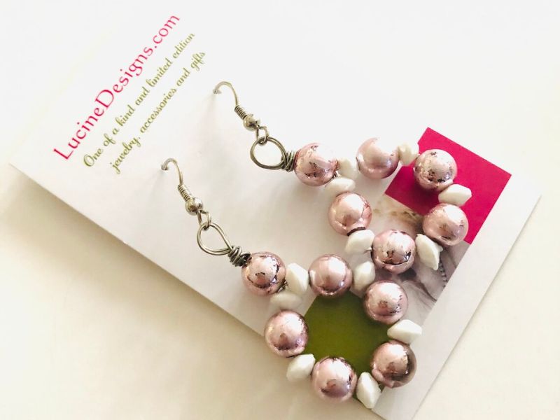 Pink Beaded Earrings