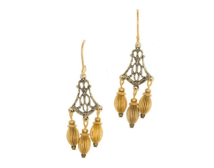 Tamar - Two Tone Lever Back Small Chandelier Earrings