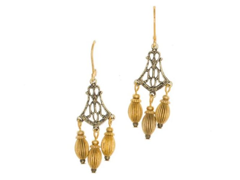 Tamar - Two Tone Lever Back Small Chandelier Earrings