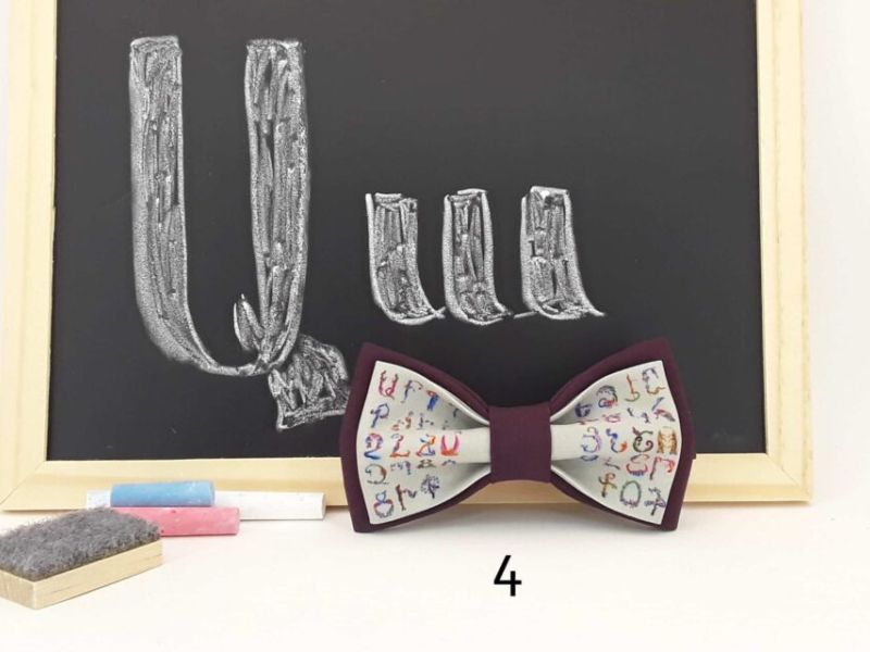 Armenian alphabet printed bow tie for man and kid