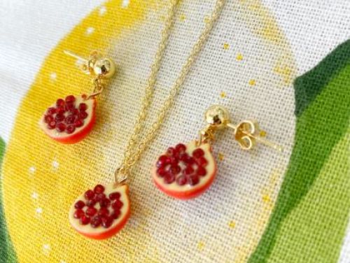 Pomegranate Necklace Earring Set