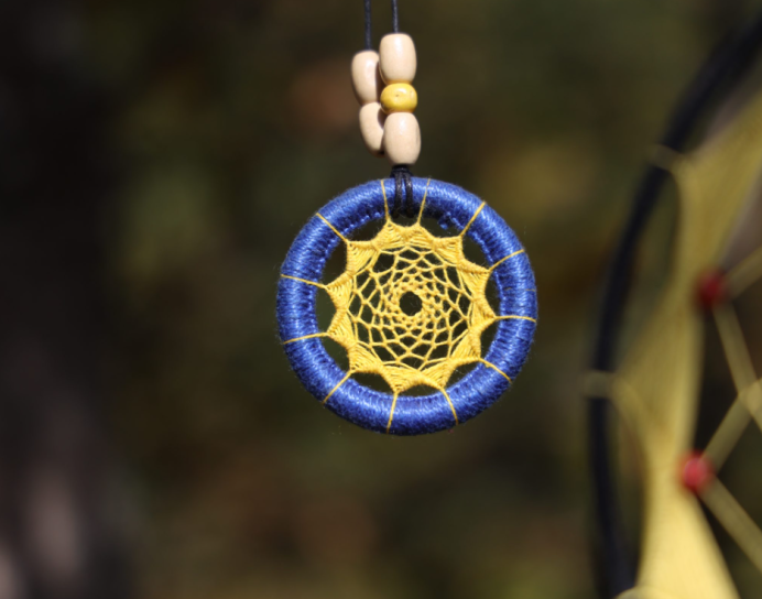 Dreamcatcher Necklace-Blue/Yellow