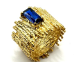 Dark Blue Zircon/18K Gold Modern Ring