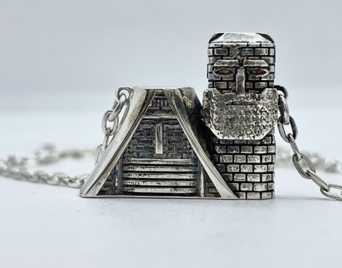 3D “Papi, Tati” Silver Necklace