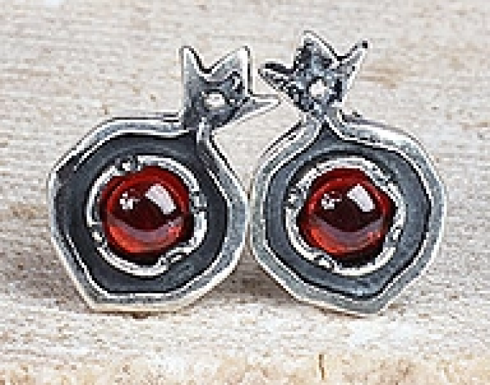 Pomegranate Silver Earrings