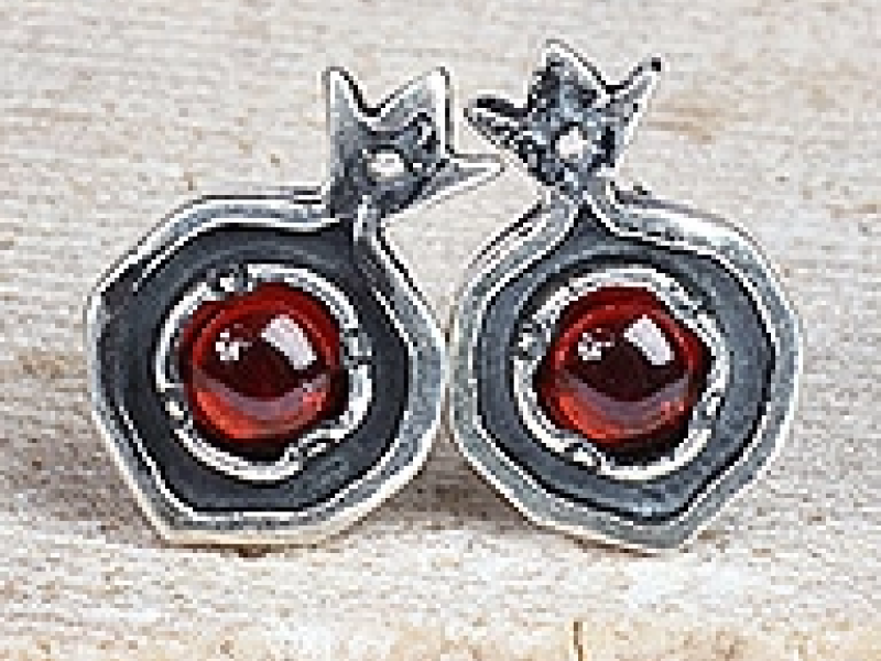 Pomegranate Silver Earrings