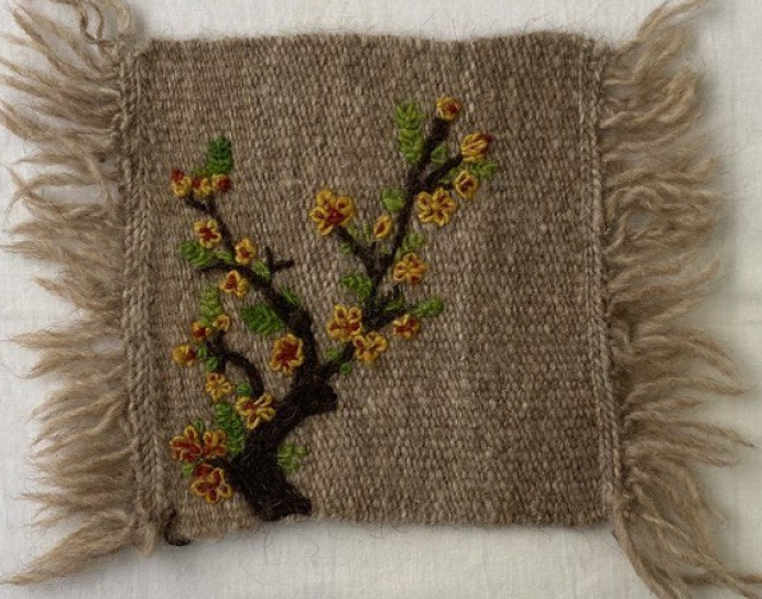 Yellow Blossom Embroidered Kilim