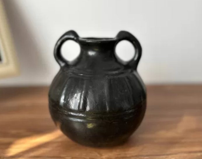 Author’s Historical Ceramic Melon-Shaped Jug with Two Handles and Vertical Grooves