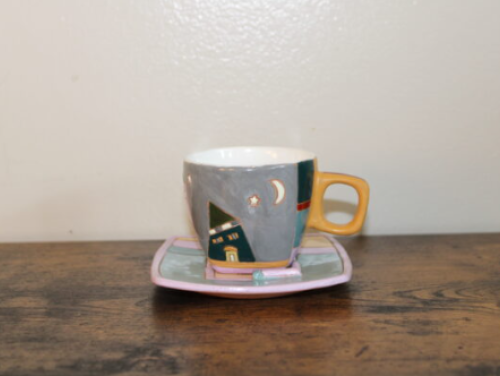 Handmade Ceramic Coffee Cup & Saucer