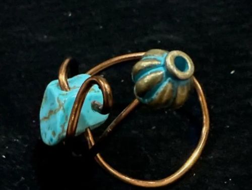 Turquoise stone antique metal ring