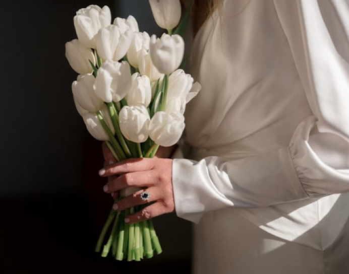 White Tulips Wedding Bouquet