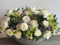 The Ansley Floral Arrangement - White Roses and Succulents