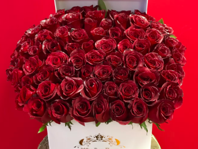 WHITE ROSES IN SQUARE BOX