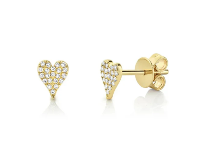 0.10CT Diamond Pave Heart Stud Earring