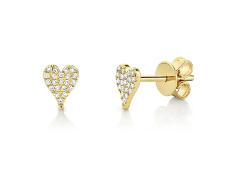 0.10CT Diamond Pave Heart Stud Earring