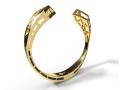 Enamel on Gold Hinged Cuff Bracelet Dream