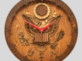 US Coat of Arms - Wooden Wall Clock