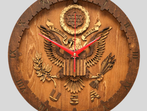 US Coat of Arms - Wooden Wall Clock