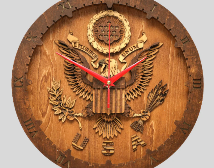 US Coat of Arms - Wooden Wall Clock