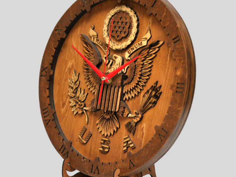 US Coat of Arms - Wooden Wall Clock