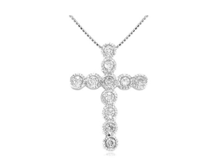 White Gold Diamond Cross Pendant 