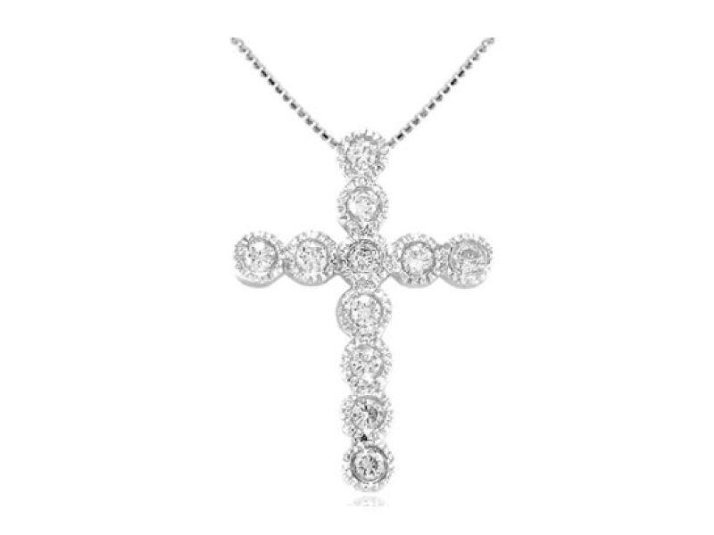 White Gold Diamond Cross Pendant 