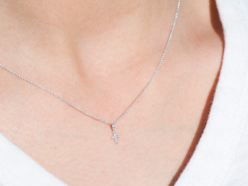 Gold Tiny Diamond Cross Necklace