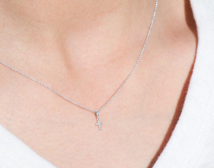 Gold Tiny Diamond Cross Necklace