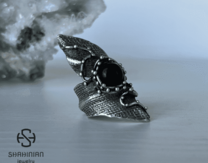 Large Onyx Ring in Sterling