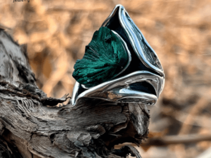 Triangle Malachite Ring Sterling Silver