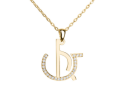 Single Letter Stones Sparkling Name Logo Necklace (14K Gold)