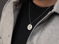 Name Logo Necklace On Circle (Silver)