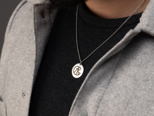 Name Logo Necklace On Circle (Silver)