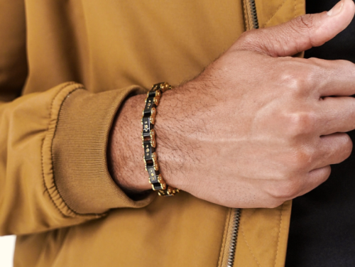 Black & Gold 9.5MM Bicycle Bracelet